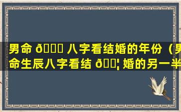 男命 🐒 八字看结婚的年份（男命生辰八字看结 🐦 婚的另一半）